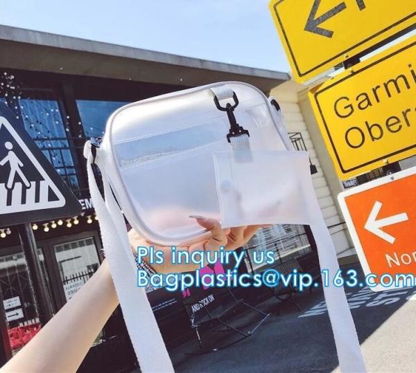 Stadium Purse PVC Handbag Chain Crossbody Bag, holographic transparent pvc handbag korean crossbody jelly bag, Travel ma