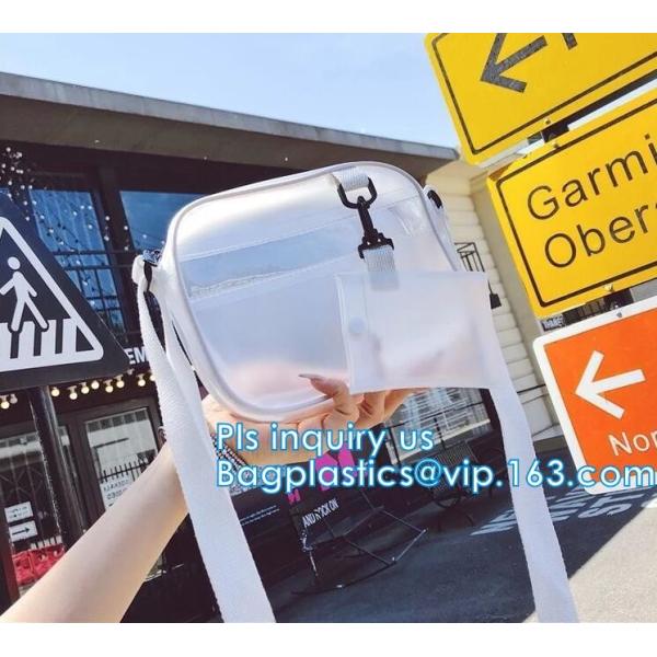 Vintage style clear PVC crossbody shoulder shopping bag, Ladies Handbag Clear Crossbody Shoulder Bag Sets, Reusable wome