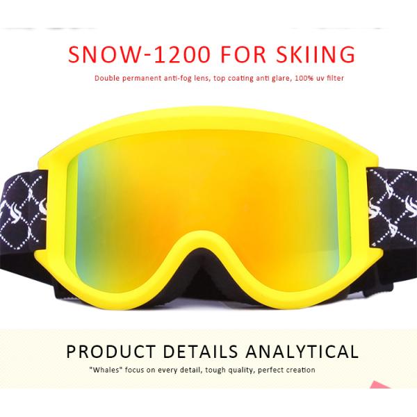 Yellow Color Anti Fogsnow Goggles , Ski Glasses Breathable For Outdoor Sports