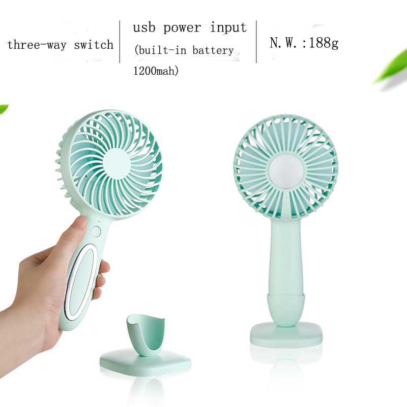 Outdoor Electric Mini Portable Rechargeable 3-Speed LED Light Smart Handheld Fan for Car/RV Use
