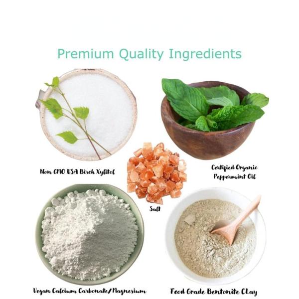 3.5oz Organic Vegan Fluoride Free Teeth Powder Peppermint Flavor Natural Whitening