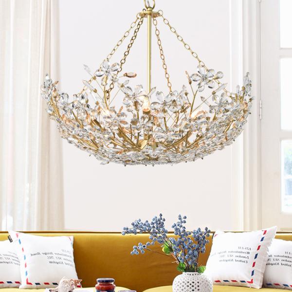Gold crystal chandelier lights for living room tree branch Cheshire Basin Chandelier(WH-MI-155)