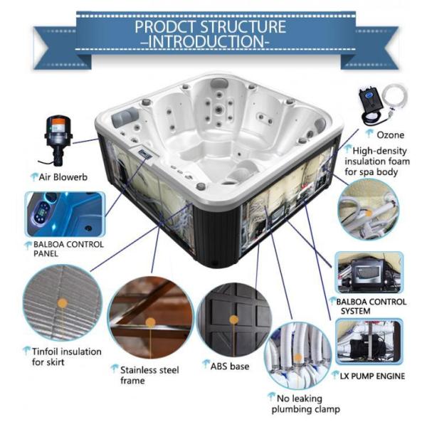 Jacuzzi Outdoor Spa Tub With Hydrotherapy Whirlpool Hot Tub For 5 Person Luxury Massage For Villa Use