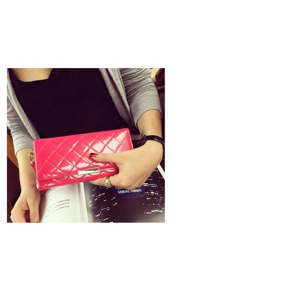2016 summer sweet new Slim simple long section clutch wallet Ms. Lingge patent leather