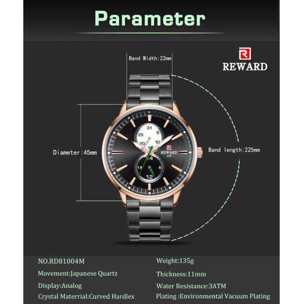 PVD Coating Color Mens Stainless Steel Chronograph Watches , Metal Mens Watches