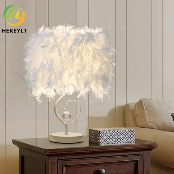 Multi Coloured Remote Control Feather Lamp Wedding Bedroom Bedside Romantic Nightlight