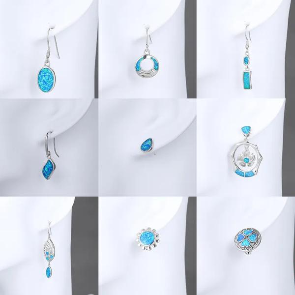 Custom S925 Sterling Blue Opal Necklace Silver Pendant Jewellery