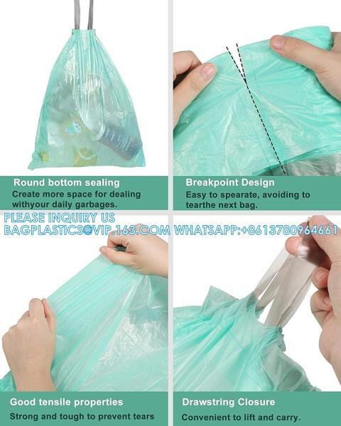 Drawstring Compostable Trash Bags, 250 Count Strong Bathroom Trash Bags Waste Basket Liners For Bathroom, Kitchen