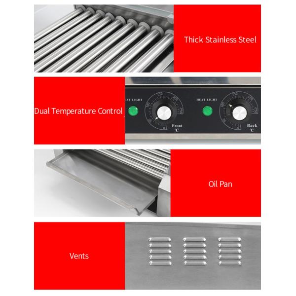 9 Sticks Grill Snack Food Processing Equipment / Commercial Hot Dog Rack Heater