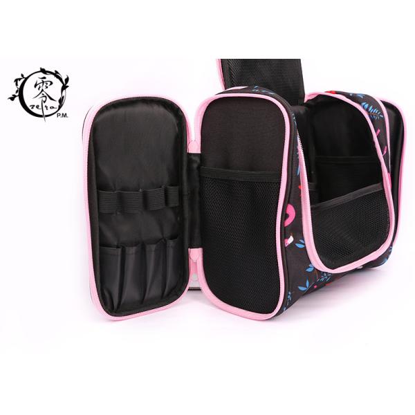 Large Size Portable Makeup Bag , Waterproof Canvas Travel Pink Crane Lady Cosmetic Bag