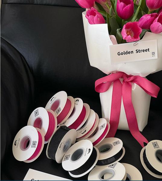 Customized Colors Barbie Pink Ribbon Flower Bouquet Strap Gift DIY Bow Flower Shop Floral Materials