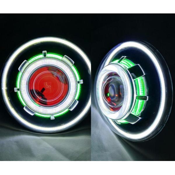7 inch LED Headlight/HID starry headlights with Devil Demon eye and led Angel halo for JEEP JK
