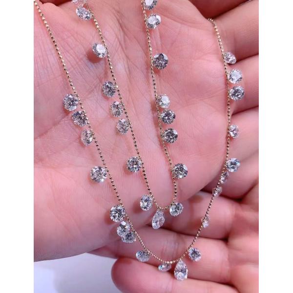 1.01ct Round&Pear Shaped Diamond Pendant D VVS Lab Grown Diamonds 18K Gold