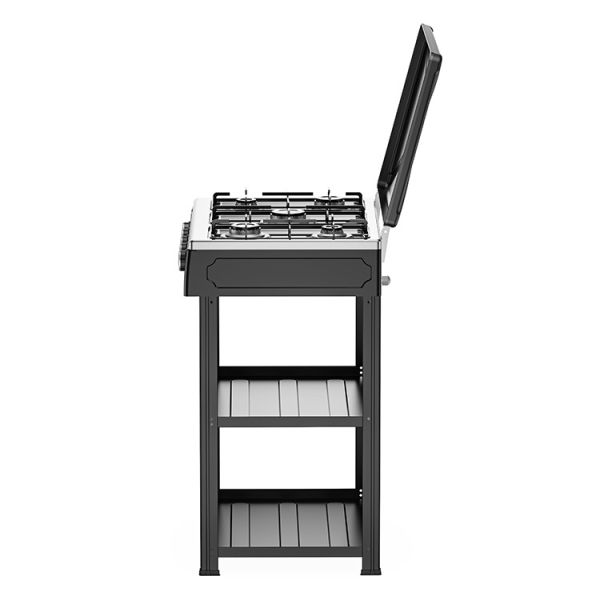 Free Standing Five Burner Gas Stove Supplier Value Cast Iron Kitchen Cooking Stove With Cover