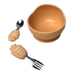 7 Pieces Silicone Baby Feeding Set Carrot Shape Dining Table Mat Suction Cup