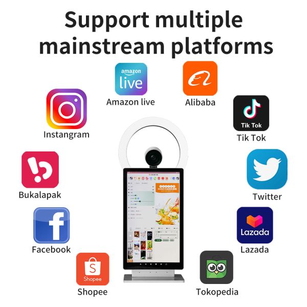 MJK 15.6 Inch LCD DDR4 USB 2.0 Live Broadcast Machine Camera SSD HD Multi-Platform Metal White Keying All-in-One Android 11