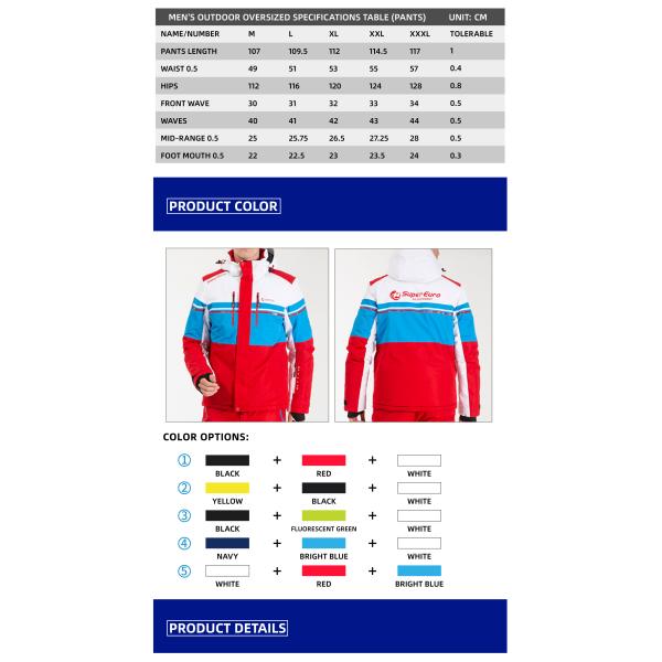Zip TPU Lamination Gents Skiing Outdoor Sportswear