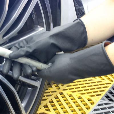 Waterproof  Unlined Rubber Safety Gloves , Heavy Duty Black Rubber Gloves