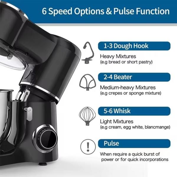 Professional Kitchen Appliances Die Cast Stand Mixer 6.5L Cake Bread Dough Mixer Planetary Stand Mixer With Spare Parts