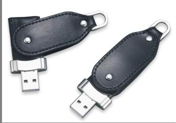 O flash da caixa do metal e do couro conduz USB 008