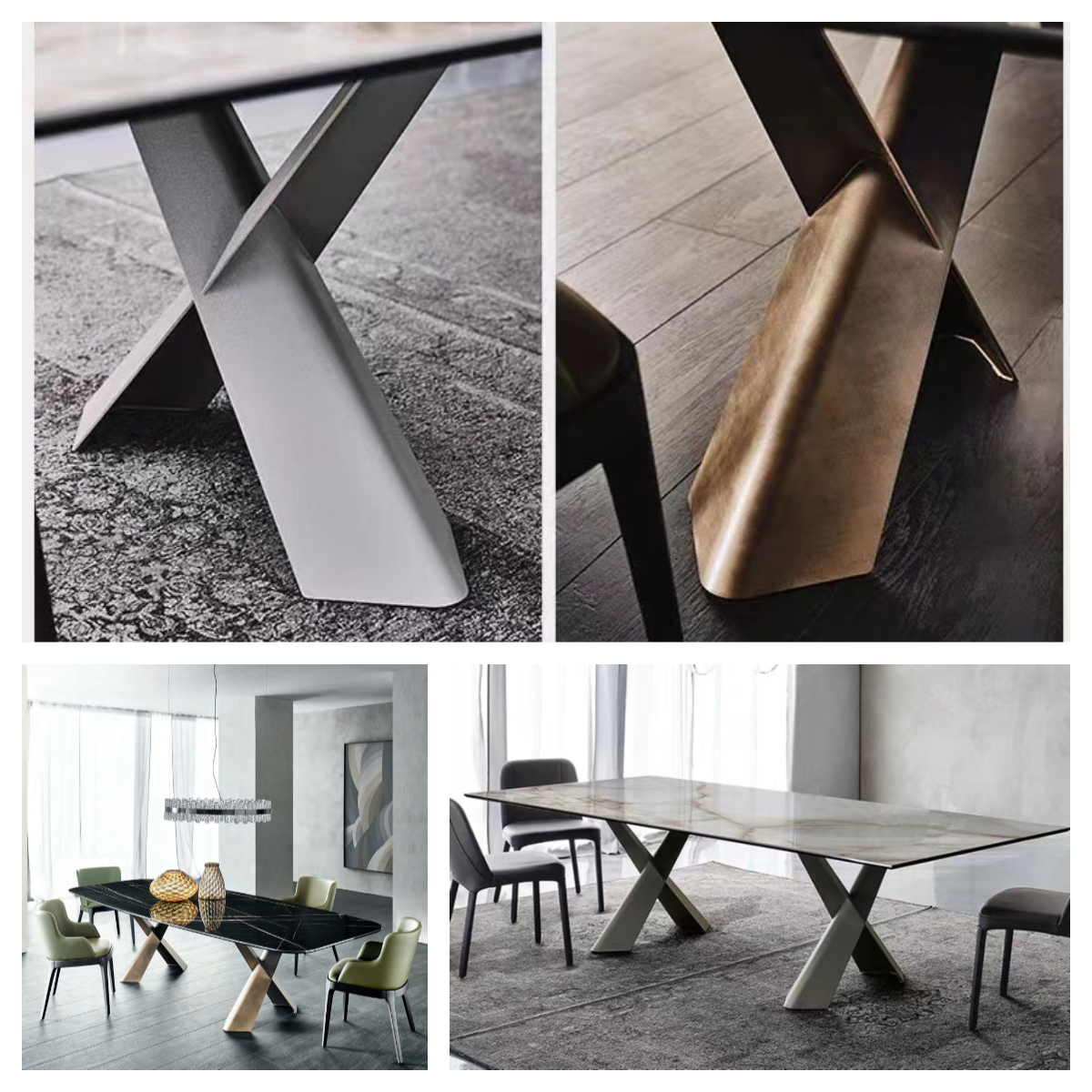 Foshan Furniture Dining Table Contemporary Nordic Style Ceramic Table Marble Stone Metal Legs Restaurant Dining Tables