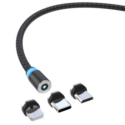 Customized Type C 3 In 1 Magnetic USB Cable 2.4A LED For Mobile Phone