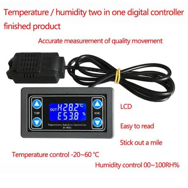 XY-WTH1 DC 6-30V Digital display Constant Temperature humidity Controller Dual Output thermostat With Sensor For AC 220V