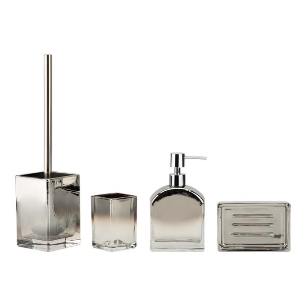 Accessoires de salle de bains en verre noir gradient de forme carrée et rectangulaire accessoires de salle de bain de luxe pinceaux de toilettes distributeur de savon à main