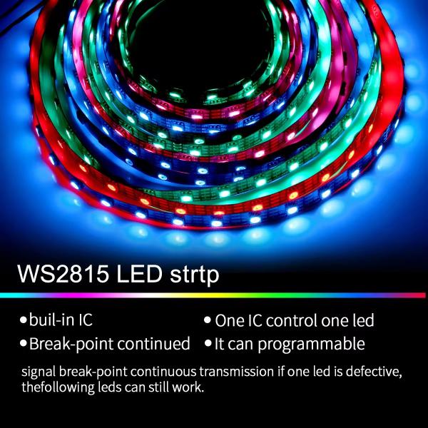 Дигитальная двойная сигнальная линия DC12V светодиодная лента гибкая лента WS2815 SMD5050 IP20 60led 60Pixel RGB WS2815b IC
