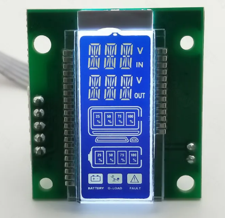 Customized 7 Segment LCD Display HTN Blue Background White Backlight SMT_HT1621