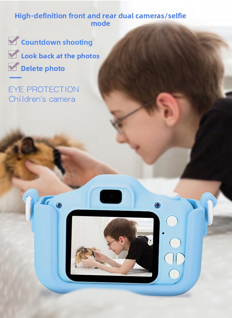 New Cartoon Children's Camera Capable Recording Full HD Video Dual-camera SLR Digital Camera Toy MicroSD Plastic Body 8x Filter
