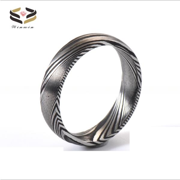 Anillos de acero de Damasco para hombre y mujer, para boda, compromiso y aniversario