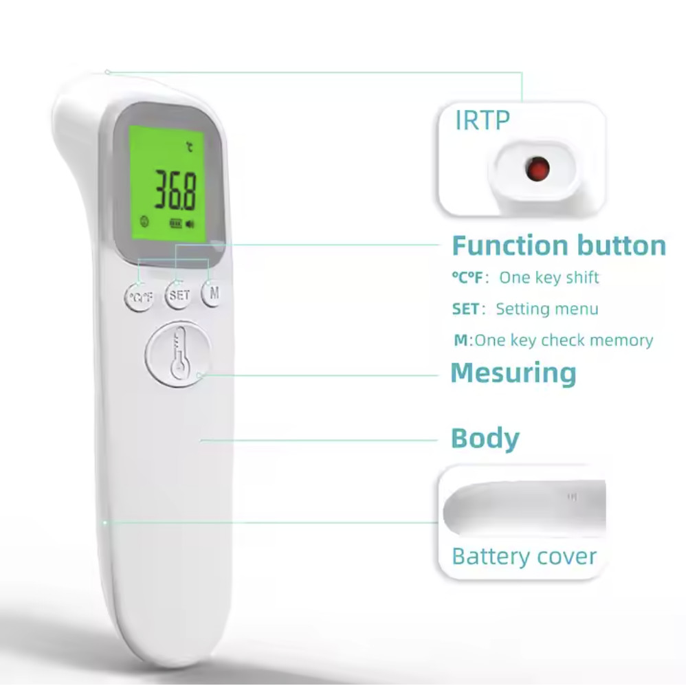 Accurate Digital Infrared Contactless Forehead Thermometer With Memory Storage