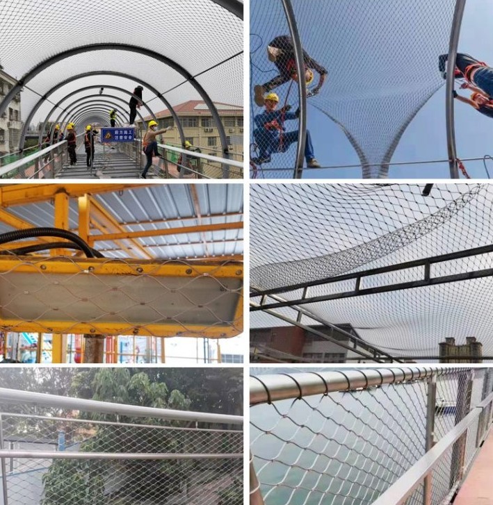 Flexible Stainless Steel Cable Mesh Diamond Opening 100*100 Rope Mesh Fence