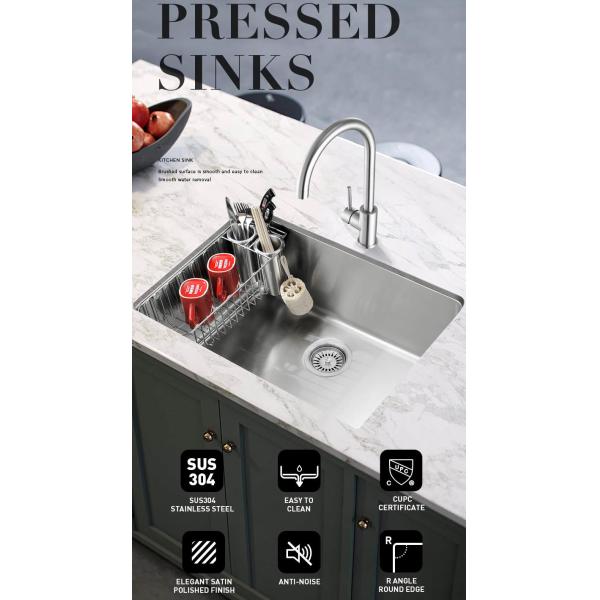 Soundproofing 18 Gauge Stainless Steel Sink , Undermount Kitchen Sink With Strainer