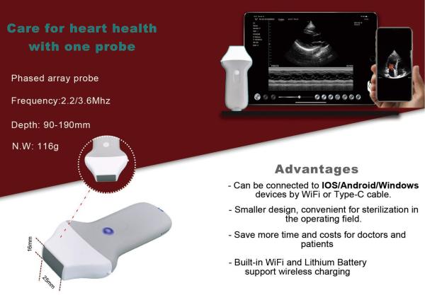Portable Hand Held Used Cheap Phased Array Ultrasound Machine Probe