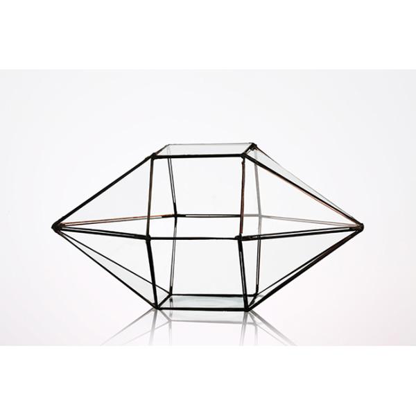 Diamond Shaped Clear Glass Vase , Durable Geometric Terrarium Glass Vases