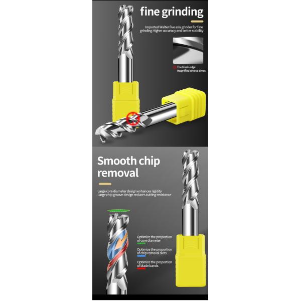 CNC Carbide Endmill HRC65 3 Flute Aluminium Milling Cutter Customizable OEM Aluminum Cutting Tools Specular Highlight for