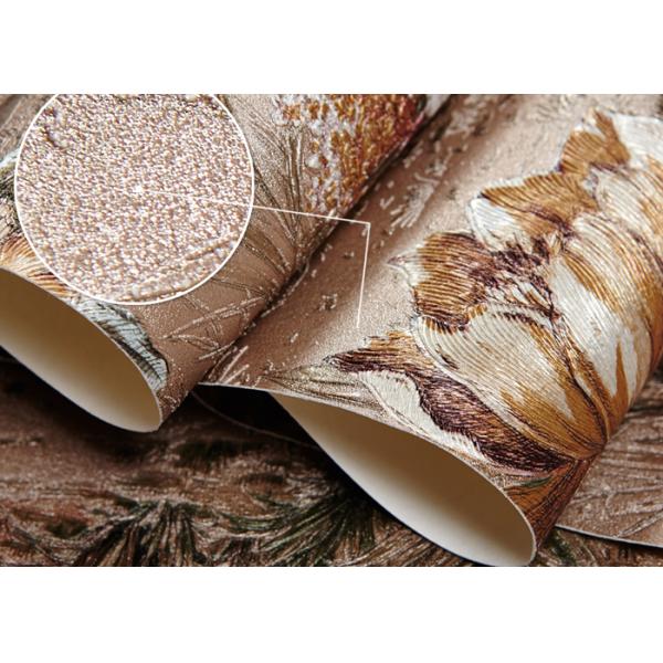 Removable Retro Vintage Wallpaper , Vinyl Floral Wallpaper with Waterproof