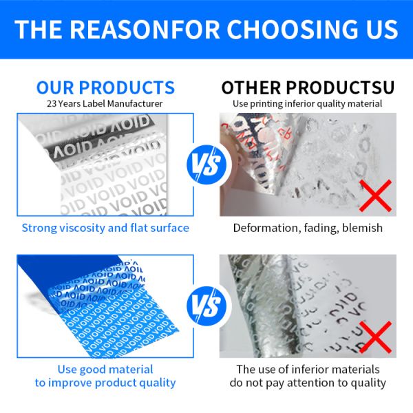 Embossing Tamper Evident Labels Anti Counterfeit Labels Digital Printed