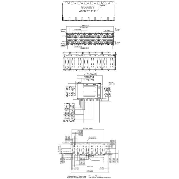 Industrial Switcher Poe RJ45 Connector 90° Angle Orientation With Integrated Magnetics