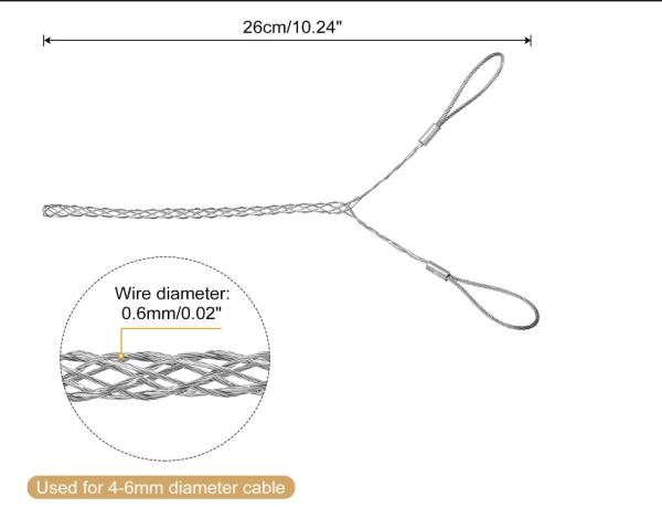 Galvanized Steel Wire Grip 30cm for 10-12mm Cable Red Customized Size Cable Pulling Grip
