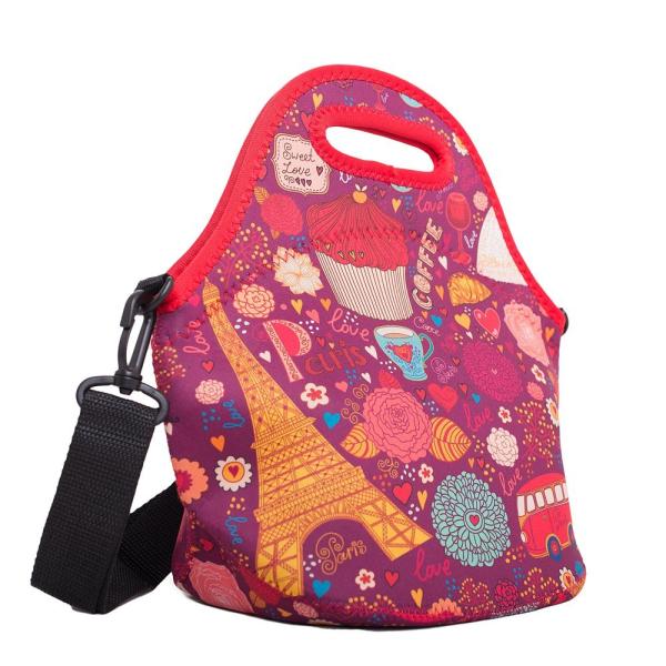 Personalized Lunch Tote,Retro Floral Neoprene Lunch Bag,Custom Name Date Lunch Bag Insulated,Birthday Gift for Mom Women