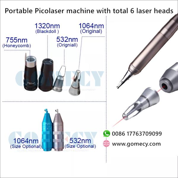 Portable Picosecond Laser 6 Laser Heads Spot Size Adjustable Tattoo Removal Pico Laser Scar Freckle Carbon Peeling