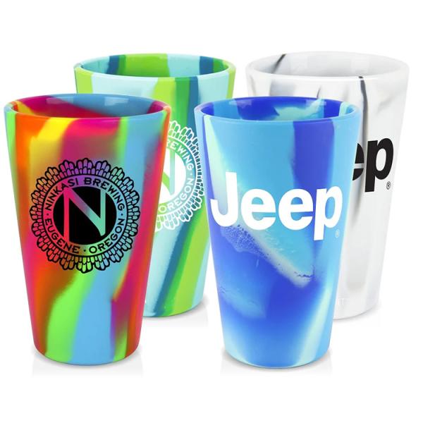 Promotional Straight Up Pint Glasses 16Oz Unbreakable Branded Silipint Cup
