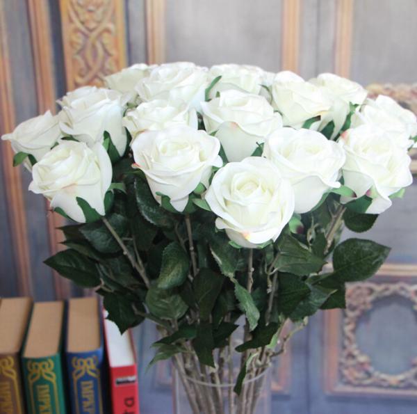 UVG White Artificial Flowers Wholesale Real Touch Silk Flower Rose for Party Decoration