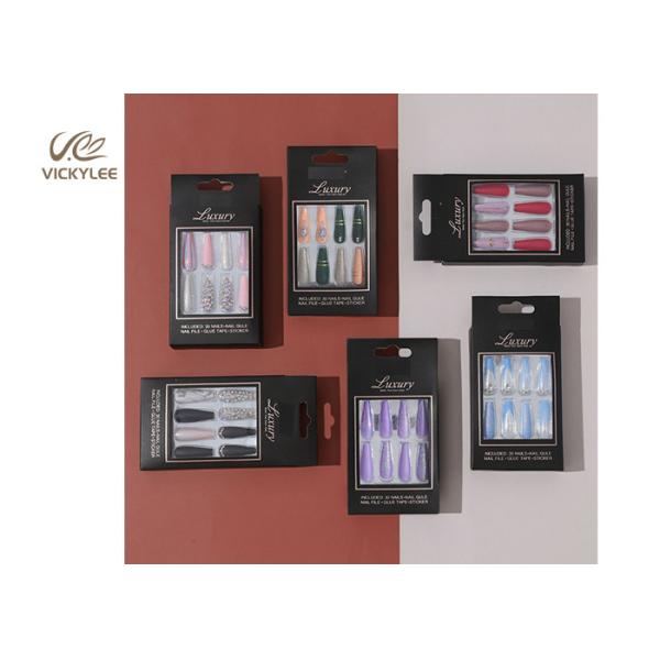 Glossy Pink Purple Hologram long coffin acrylic nails With Glitter