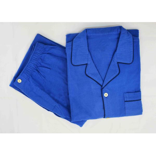 Plain Blue Flannel 100%Cotton Mens Luxury Sleepwear Anti Wrinkle Eco Friendly S - XXL Size