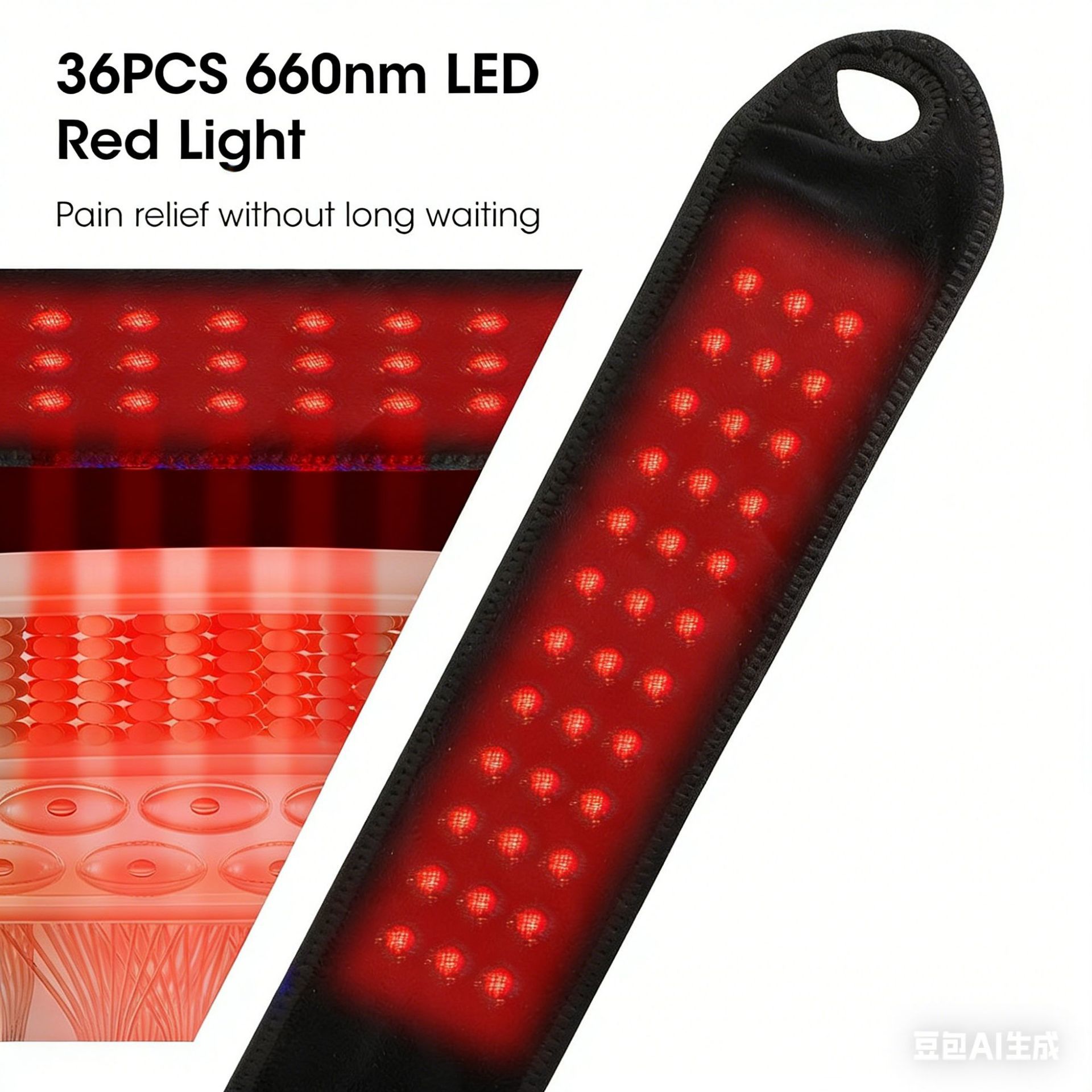Red Light Therapy Wrist Wrap with 3000mAh Battery and Multi-Level Temperature Adjustment Featuring 36 Red LED Beads
