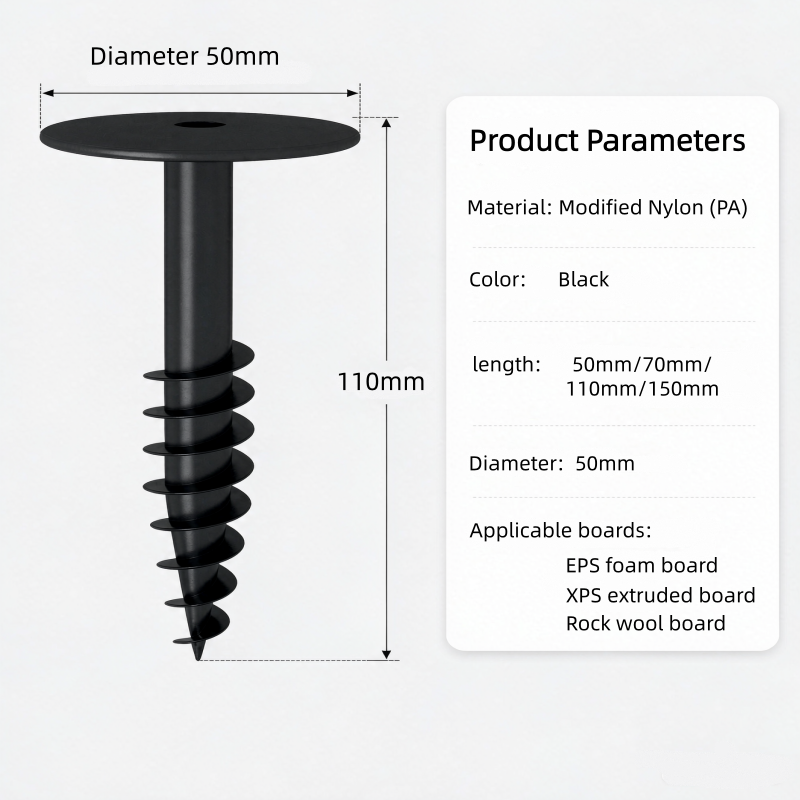 Black Heat-Resistant and Corrosion-Resistant Plastic Insulating Anchor / Self-Tapping Spiral Insulating Fastener